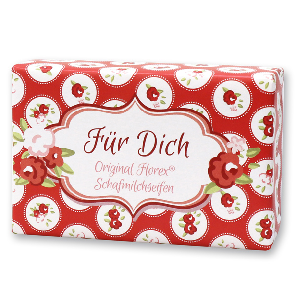 Schafmilchseife eckig 150g "Für Dich", Rose 