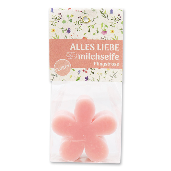 Sheep milk soap marguerite 78g in a cellophane bag "Alles Liebe", Peony 