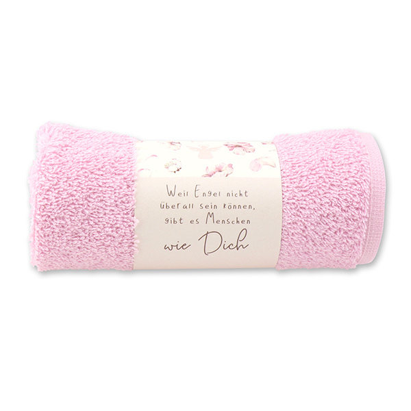 Guest towel 30x50cm "Weil Engel nicht überall sein können...", light pink 