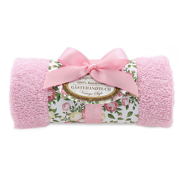 Towel rolled 30x50cm "Vintage motif 76", light pink 