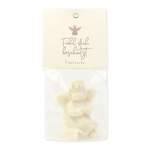 Sheep milk soap angel 50g "Fühl dich beschützt - Schutzengel", Christmas rose white 