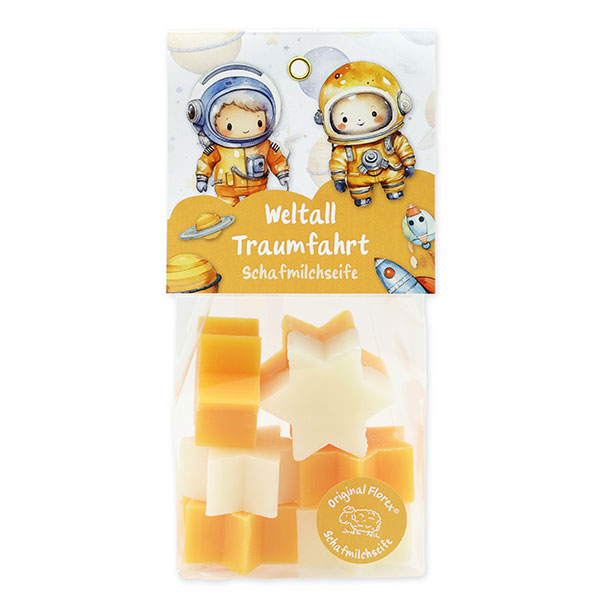 Sheep milk soap star mini 7x12g in a cellophane bag "Weltall Traumfahrt", Fruit dream/ Sheep sensitive 