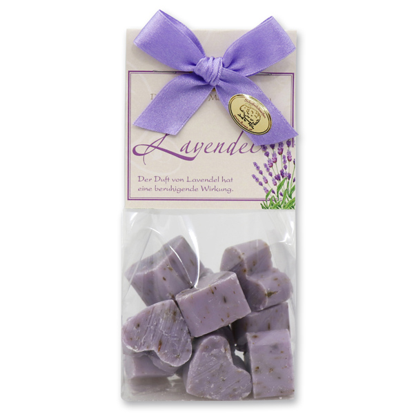 Schafmilchseife Herz mini 10x8g in Cello "klassisch", Lavendel 