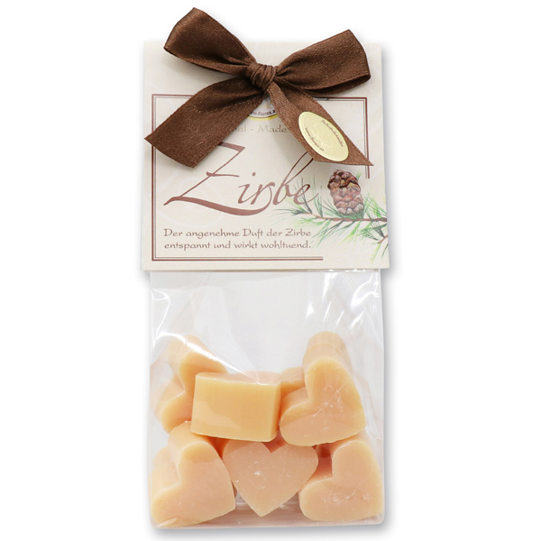 Sheep milk soap heart 10x8g in a cellophane bag "classic", Swiss pine 