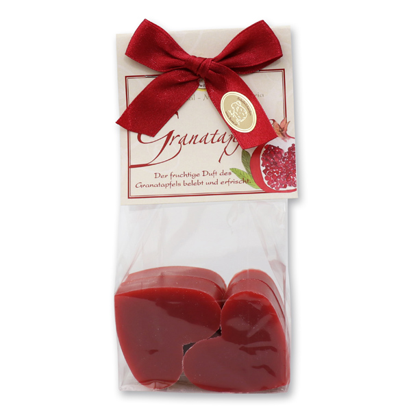 Sheep milk soap heart 4x23g in a cellophane bag "classic", Pomegranate 