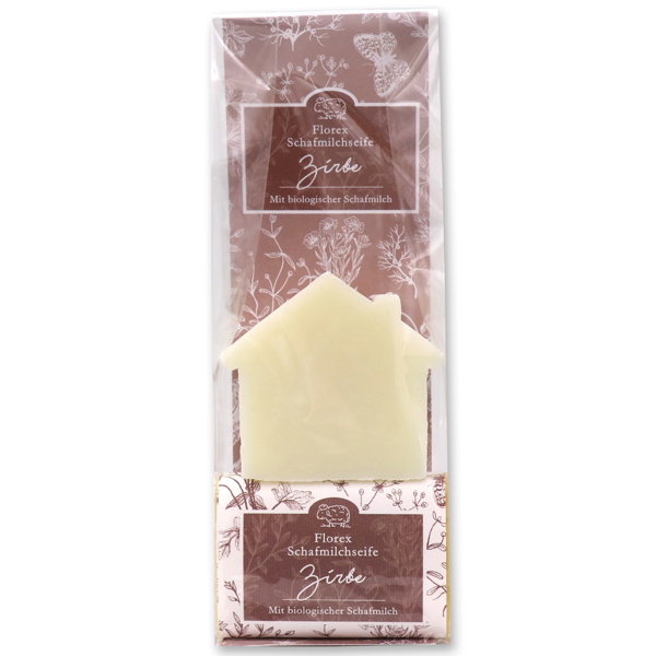 Schafmilchseifen "Florentine" in Cello, Haus 94g Classic und 100g eckig Zirbe 