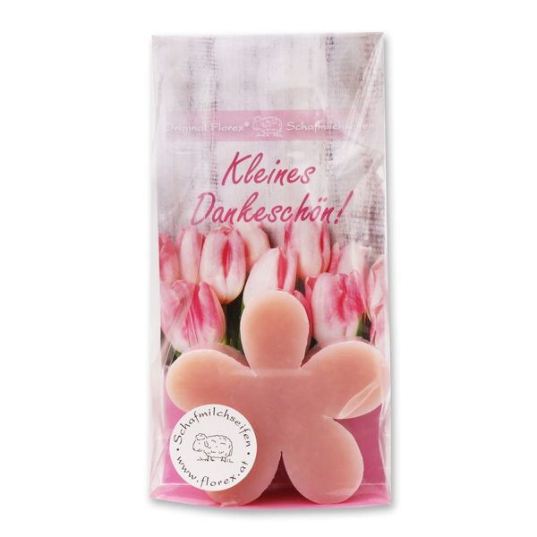 Sheepmilk soap marguerite 78g magnolia, "Kleines Dankeschön" packed in a cellophane bag 