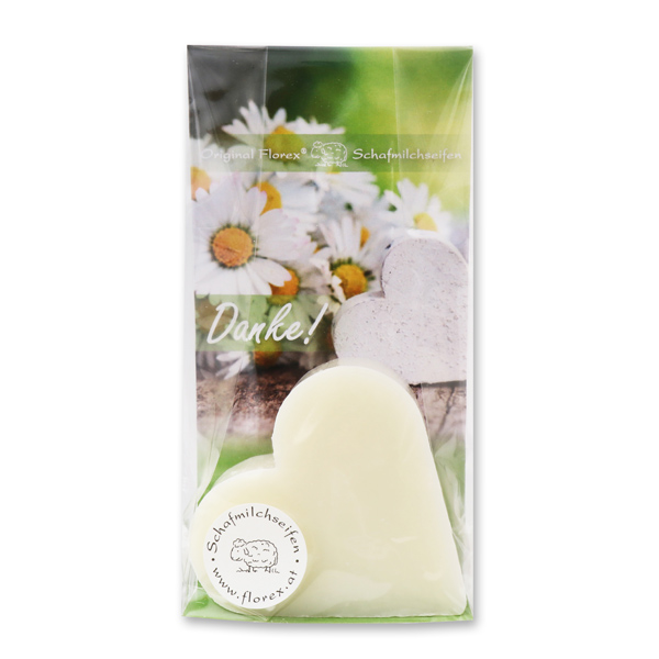 Schafmilchseife Herz 85g in Cello "Danke", Classic 