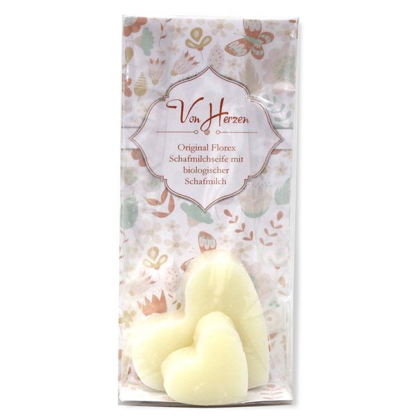 Sheep milk soap heart 23g and heart 8g in a cellophane "Von Herzen", Classic 