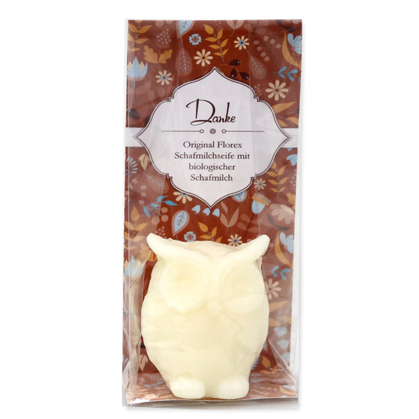 Sheep milk soap owl 50g in a cellophane "Danke", Classic 