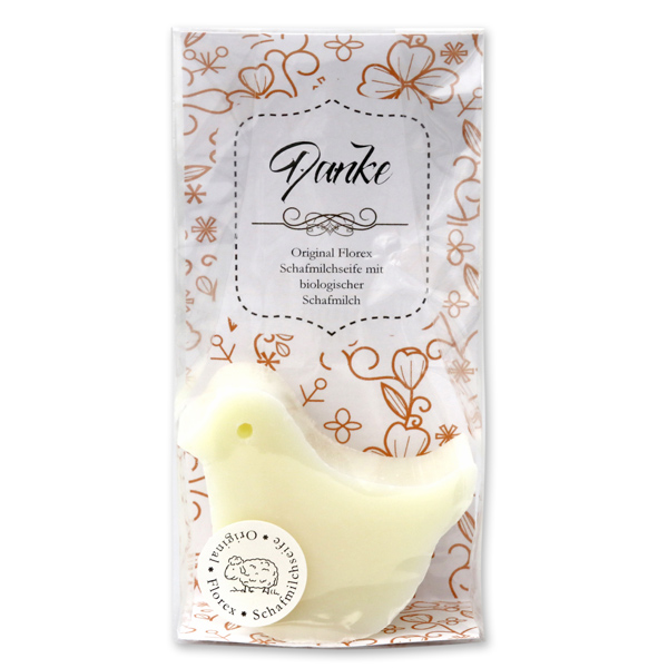 Sheep milk soap bird 70g in a cellophane "Danke", Classic 