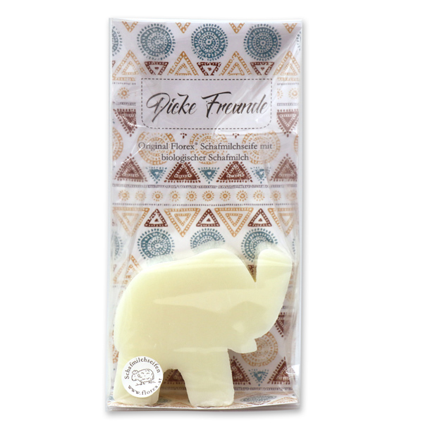 Schafmilchseife Elefant 80g in Cello "Dicke Freunde", Classic 