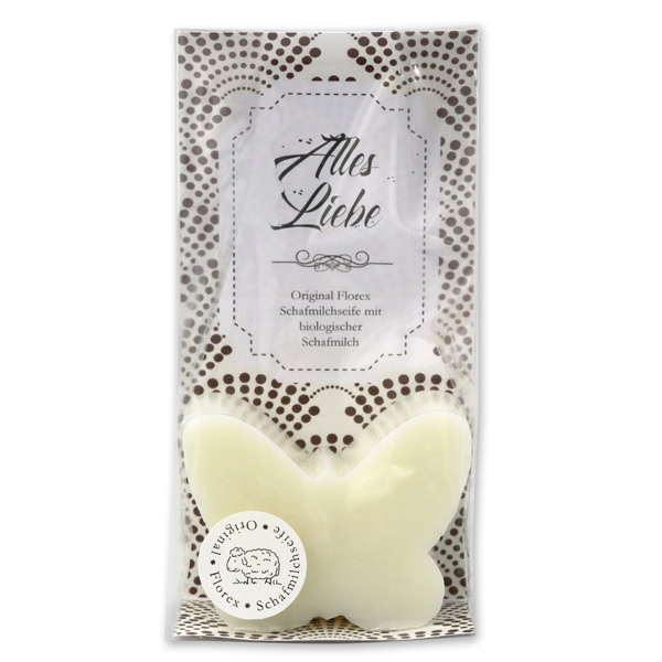Schafmilchseife Schmetterling 76g in Cello "Alles Liebe", Classic 