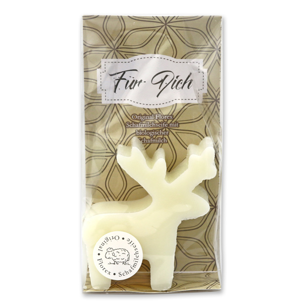 Sheep milk soap deer 70g with labeling "Für Dich" in cellophane, Classic 