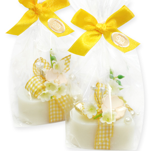 Sheep milk soap heart 85g, decorated with a flower 'lily of the valley' in a cellophane, Classic 