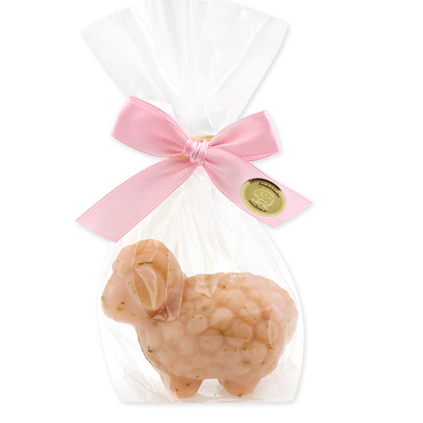 Sheep milk soap sheep Lina 75g in a cellophane, Wild rose with petals 