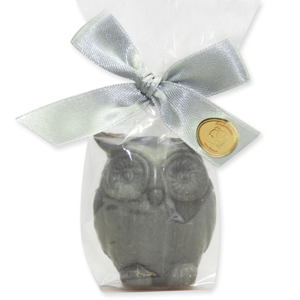 Sheep milk soap owl 50g, in a cellophane, Christmas rose silver 