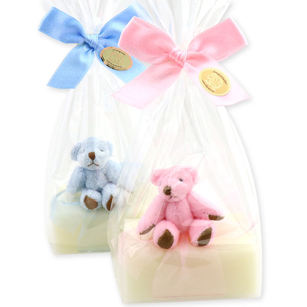 Sheep milk soap 100g, decorated with a teddy bear in a cellophane, Classic 