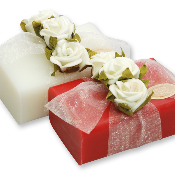 Sheep milk soap 100g, decorated with roses, Classic/pomegranate 