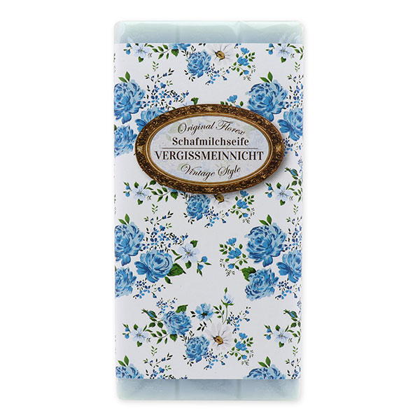 Sheep milk soap bar 100g "Vintage motif 114", Forget-me-not 