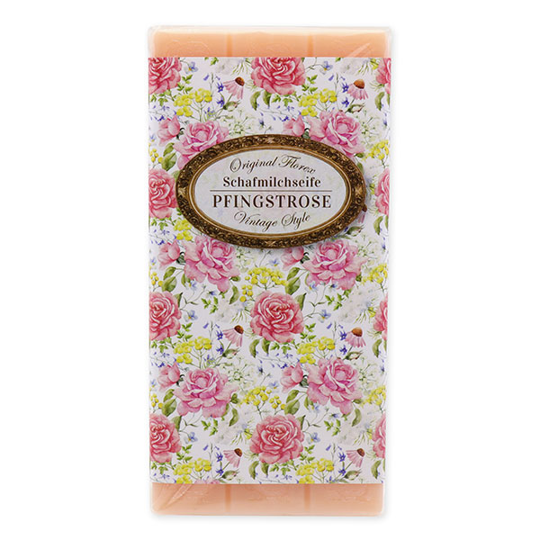 Sheep milk soap bar 100g "Vintage motif 192", Peony 