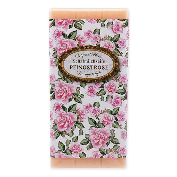 Sheep milk soap bar 100g "Vintage motif 193", Peony 