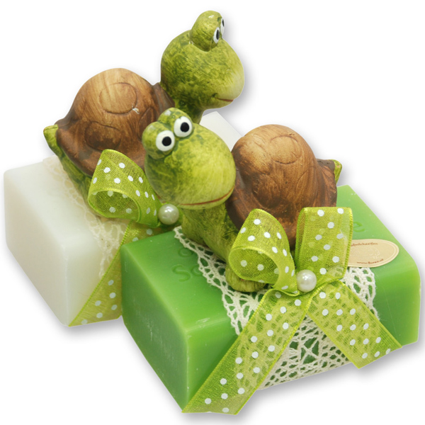Sheep milk soap 100g, decorated with a turtle, Classic/apple 