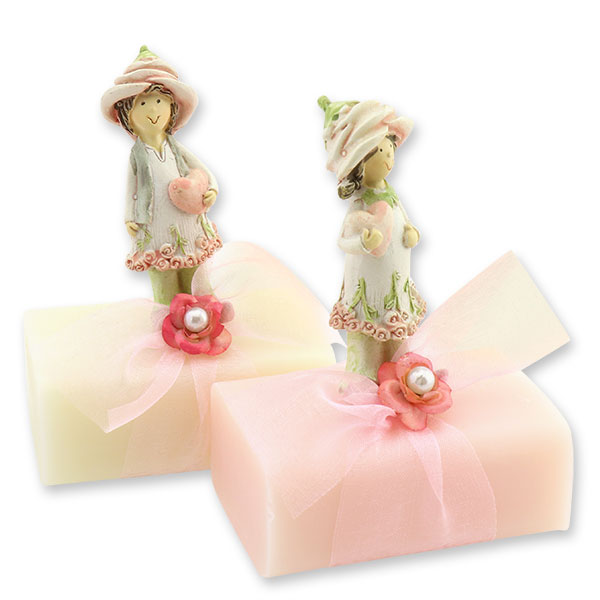 Sheep milk soap 100g, decorated with a flower child, Classic/jasmine 
