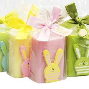 Sheep milk soap 100g, decorated with a rabbit in a cellophane, sorted 