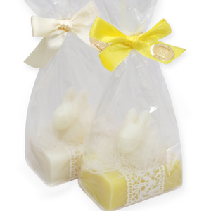 Sheep milk soap 100g decorated with a soap rabbit 23g in a cellophane, Classic/grapefruit 