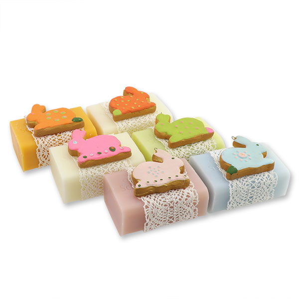 Sheep milk soap 100g, decorated with a rabbit, sorted 