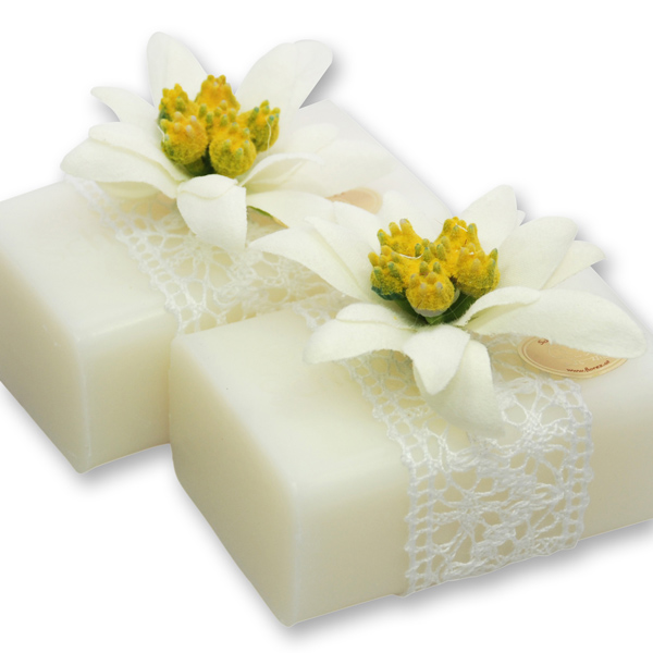 Sheep milk soap 100g, decorated with an edelweiss, Edelweiss 