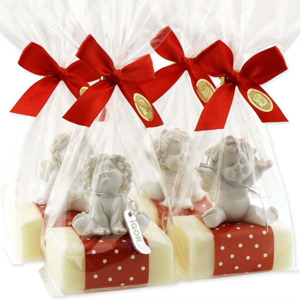 Sheep milk soap 100g decorated with an angel-Igor in a cellophane, Classic 