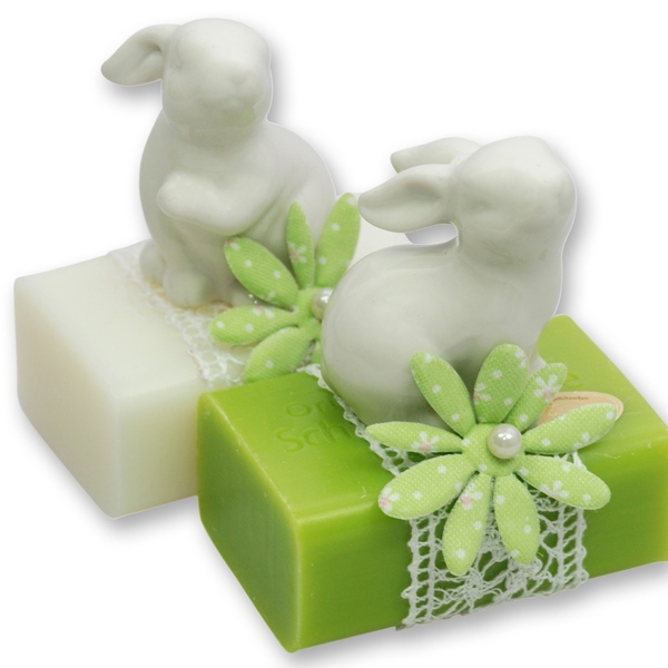 Sheep milk soap 100g, decorated with a rabbit, Classic/pear 