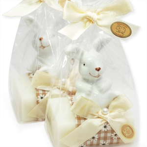 Sheep milk soap 100g, decorated with a rabbit in a cellophane, Classic 