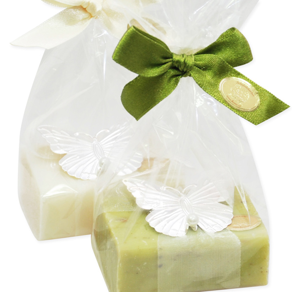 Sheep milk soap 100g, decorated with a butterfly in a cellophane, Classic/verbena 