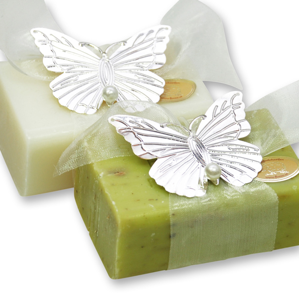 Sheep milk soap 100g, decorated with a butterfly, Classic/verbena 
