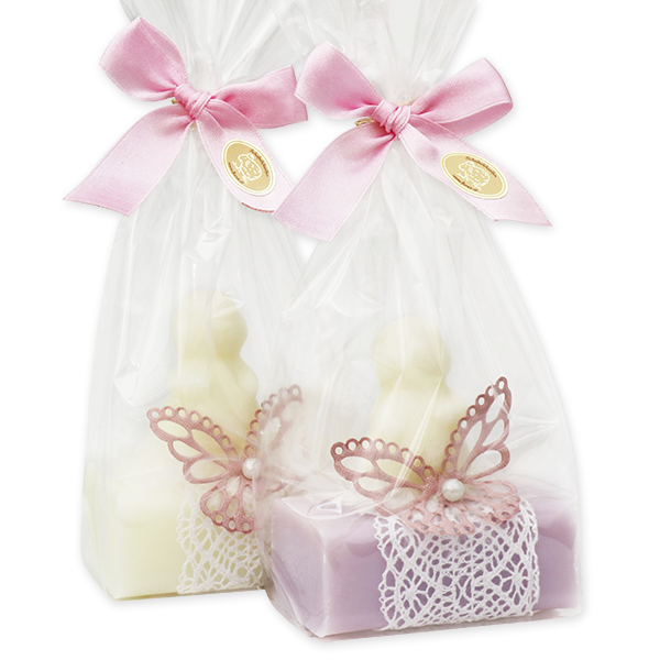 Sheep milk soap 100g, decorated with rabbit 23g in a cellophane, Classic/lilac 