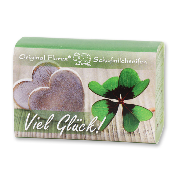 Schafmilchseife eckig 100g "Viel Glück", Eisenkraut 