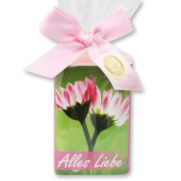 Sheep milk soap 100g in a cellophane bag "Alles Liebe", Peony 