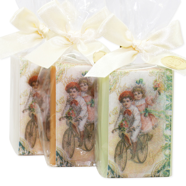 Sheep milk soap 100g, decorated with a ribbon "nostalgia" in a cellophane, sorted 