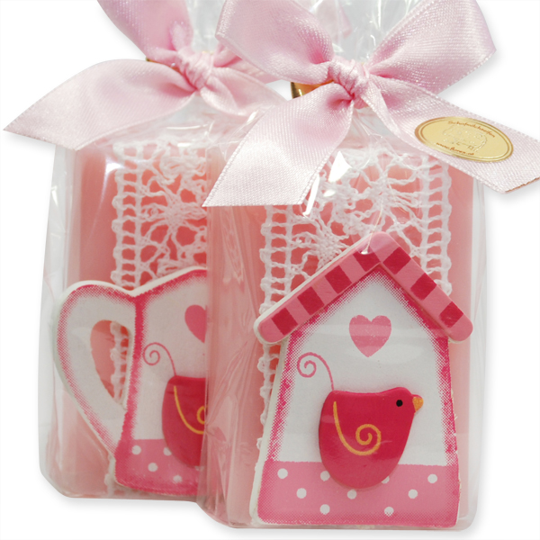Sheep milk soap 100g, decorated with a bird house in a cellophane, Magnolia 