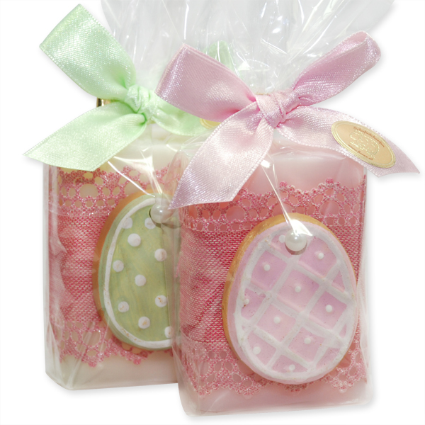 Sheep milk soap 100g, decorated with a biscuit-egg in a cellophane, Classic/jasmine 