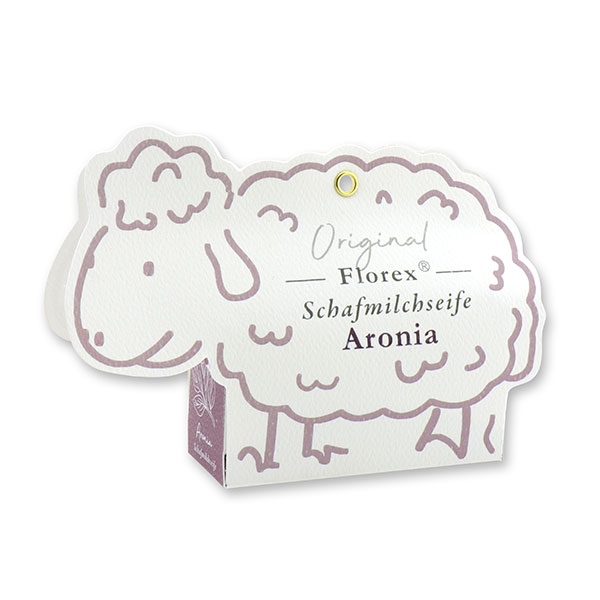 Schafmilchseife eckig 100g in der Schäfchen-Schachtel, Aronia 
