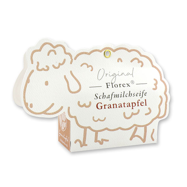 Sheep milk soap 100g, in a sheep paper box, Pomegranate 