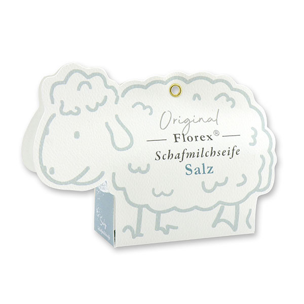 Schafmilchseife eckig 100g in der Schäfchen-Schachtel, Salz 
