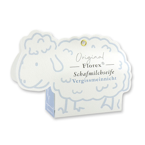 Sheep milk soap 100g, in a sheep paper box, Forget-me-not 