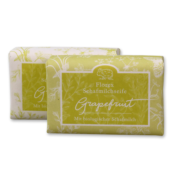 Sheepmilk soap 100g packed with florentine-sleeve, grapefruit 