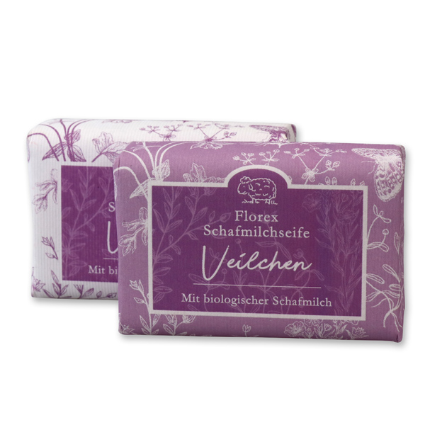 Schafmilchseife eckig 100g "Florentine" im gerillten Papier, Veilchen 