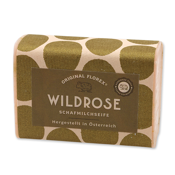 Sheep milk soap 100g "Rosé Gold Edition", Wild rose with petals 